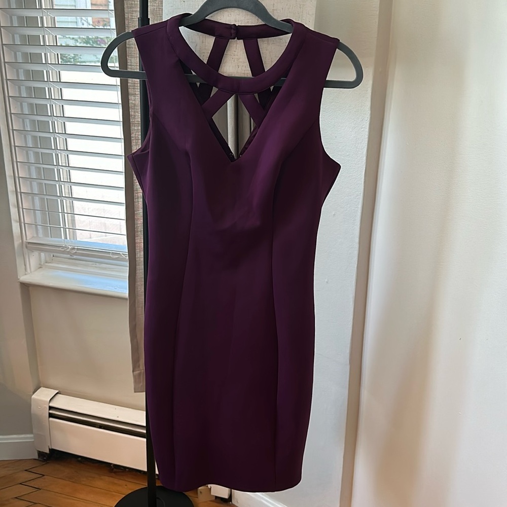 GUESS Plum purple dress with criss cross front detail/lined/Size 8 M